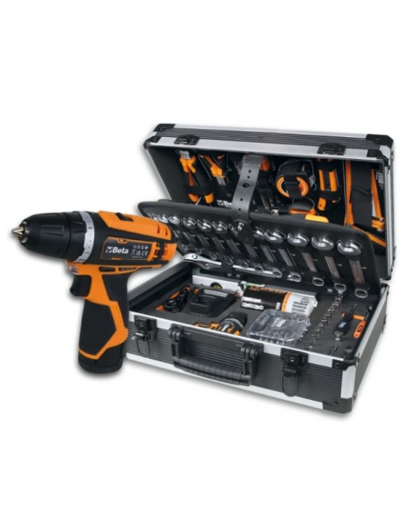 MALETA PORTA HERRAMIENTAS CON TALADRO ATORNILLADOR 12V Y SURTIDO DE 146 HERRAMIENTAS