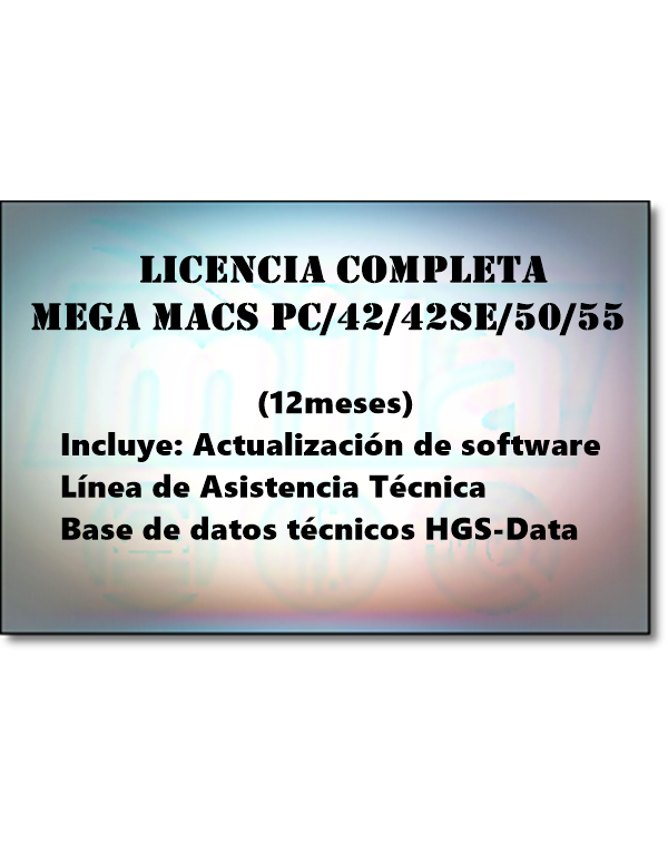 LICENCIA COMPLETA MEGA MACS PC / 42 / 42 SE / 50